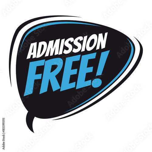 admission free retro speech bubble