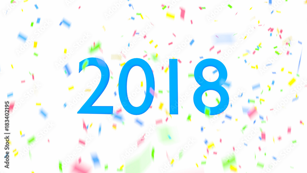 2018 text with confetti 2018 text with confetti