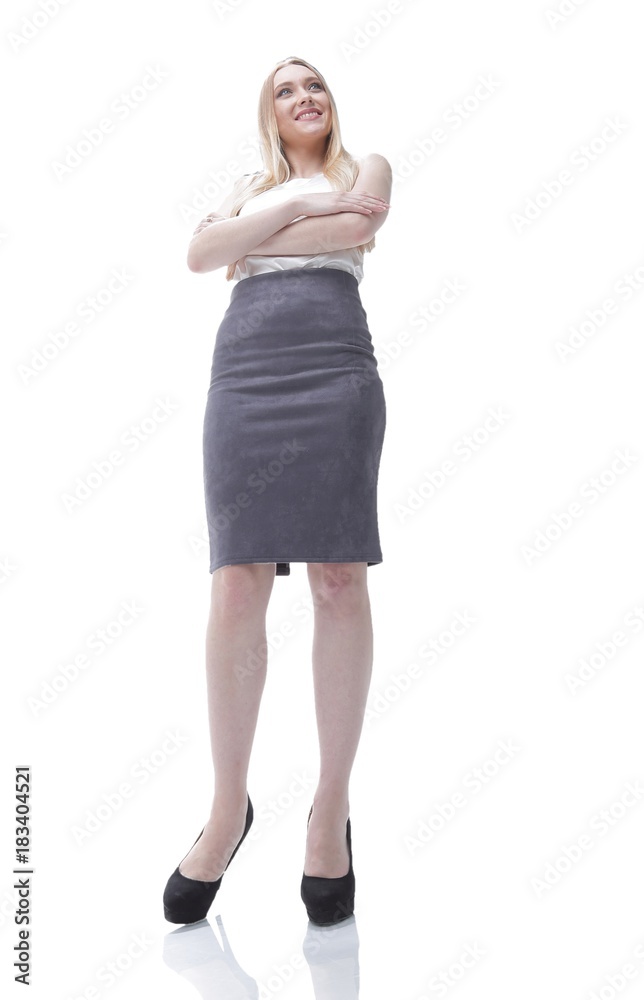 Fototapeta premium modern successful young business woman. full-length. view from below.