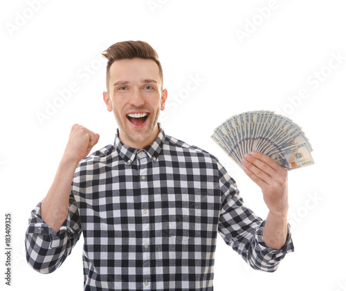 Happy young man with bankno...
