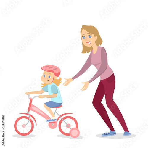 Children teaching cycling.