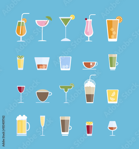 Alcohol drinks set.
