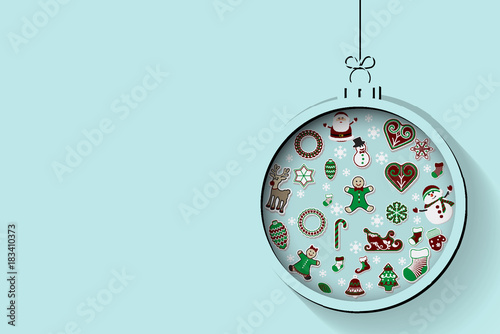 Greeting card with Christmas ornament  vector