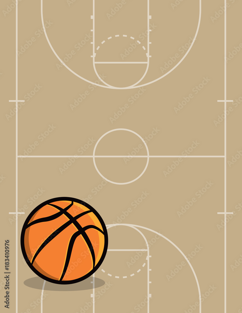 Basketball Ball and Court Background Illustration