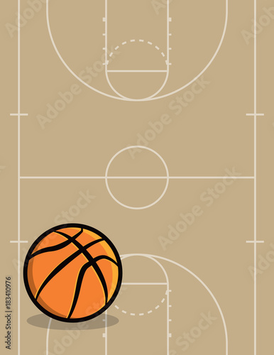 Basketball Ball and Court Background Illustration