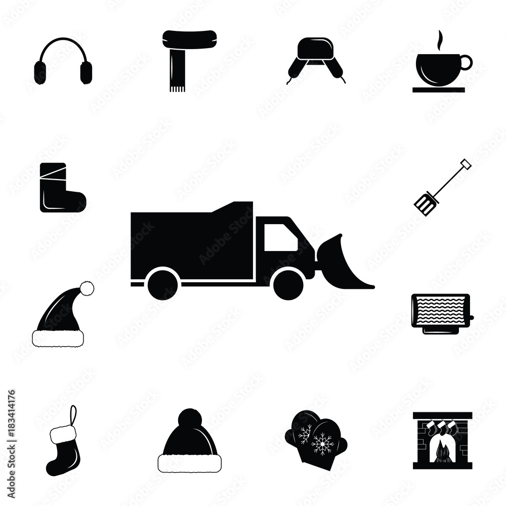 icon snowplow. Set of elements Christmas Holiday or New Year icons. Winter time premium quality graphic design collection icons for websites, web design, mobile app