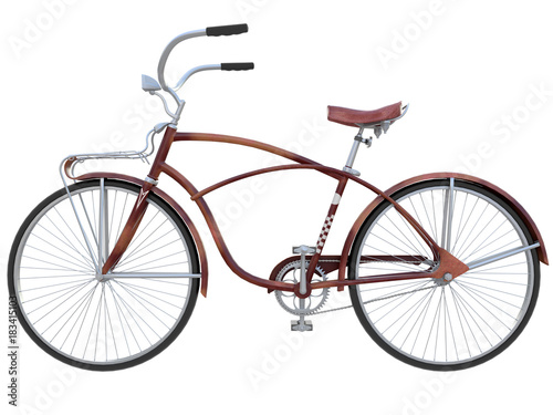 red old vintage bicycle 3d rendering