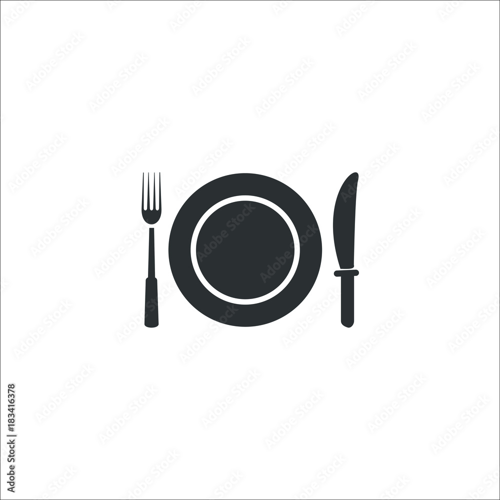 Plate with fork and knife vector Plate with fork and knife vector