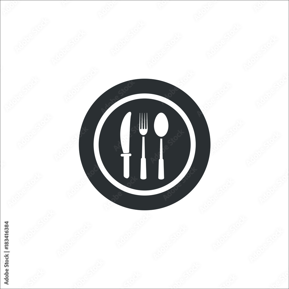 Plate with knife fork and spoon vector Plate with knife fork and spoon vector