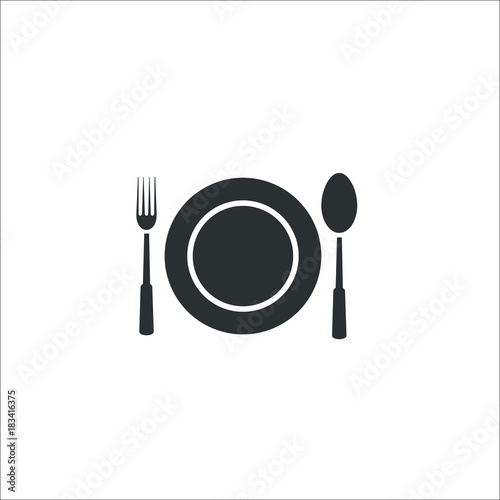 Plate with spoon and fork vector