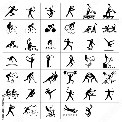 Illustration represents pictogram of varied sports, several games. Ideal for sports and institutional materials
