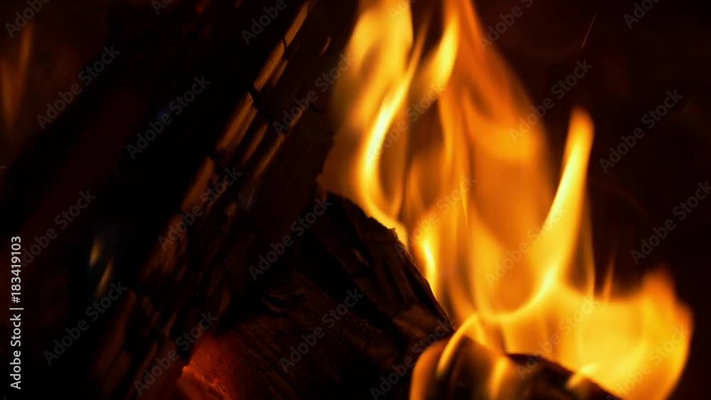 Fire burning in the fireplace - no color grading Fire burning in the fireplace - no color grading