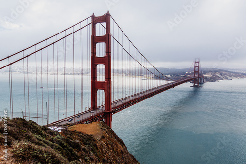 San Francisco, CA - Dec 19, 2013: Golden Gate Bridge from Golden Gate view point