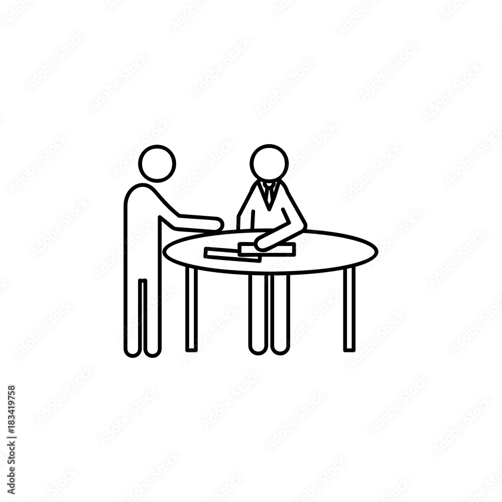 Front Desk line icon. Team work element. Premium quality graphic design. Signs, outline symbols collection, simple thin line icon for websites, web design, mobile app Front Desk line icon. Team work element. Premium quality graphic design. Signs, outline symbols collection, simple thin line icon for websites, web design, mobile app