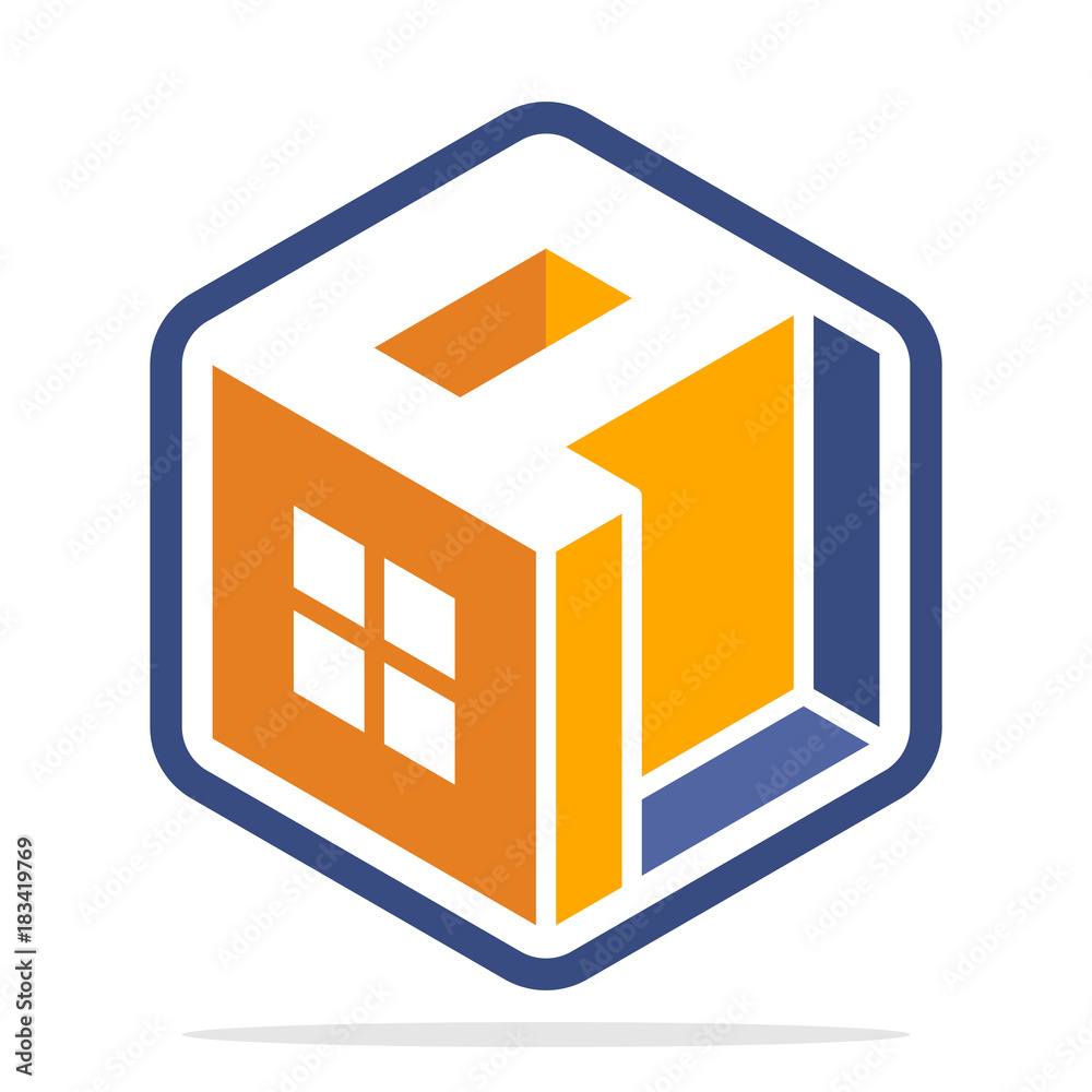 hexagon-shaped logo with isometric style and the initial letter P hexagon-shaped logo with isometric style and the initial letter P