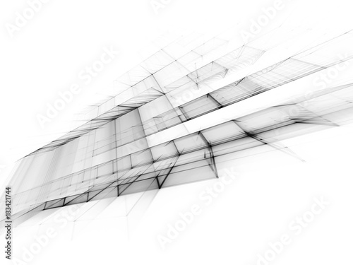 Abstract high key background element. White texture. Fractal graphics series. Three-dimensional composition of repeating grids. Information technology concept.