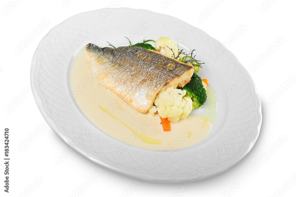 Grilled Fish Fillet with BBQ Vegetables Grilled Fish Fillet with BBQ Vegetables
