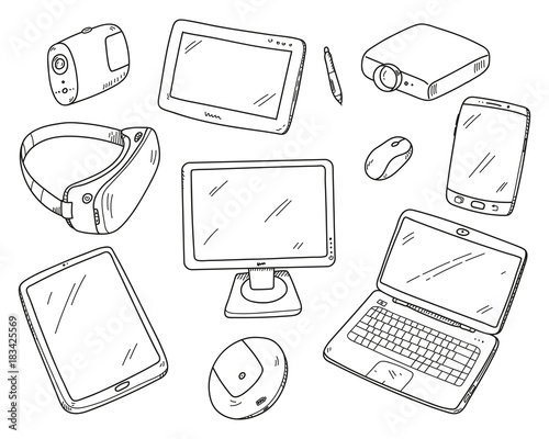Modern technologies in the doodle style 