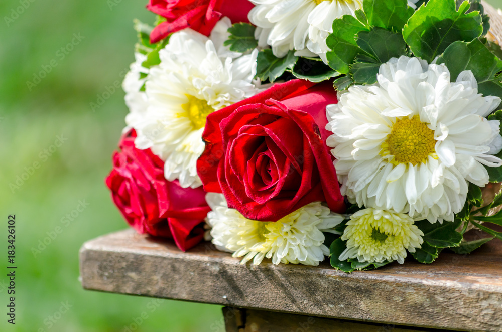 Flower bouquet in the anniversary time in garden