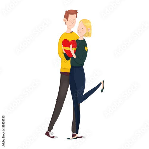 Couple with heart on Valentine's day