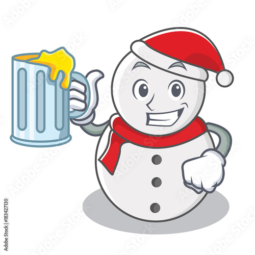 With juice snowman character cartoon style