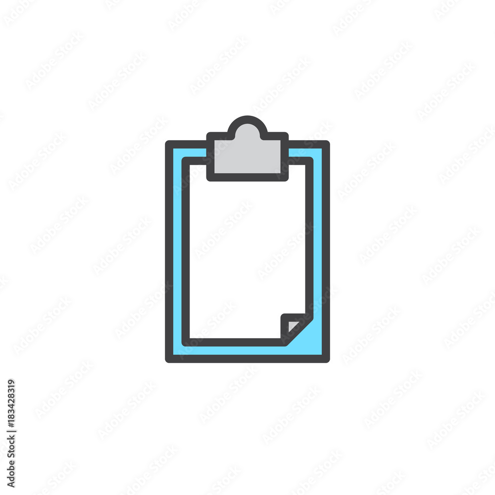 Paper Clipboard filled outline icon Paper Clipboard filled outline icon