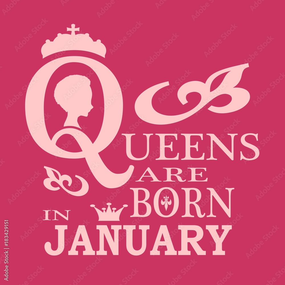 Vintage queen silhouette. Medieval queen profile. Elegant silhouette of a female head. Queens are born in november text. Motivation quote vector.