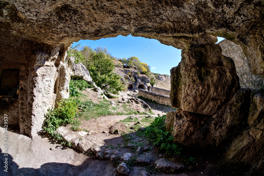 Ruins of cave-city Chufut-Kale, Crimea