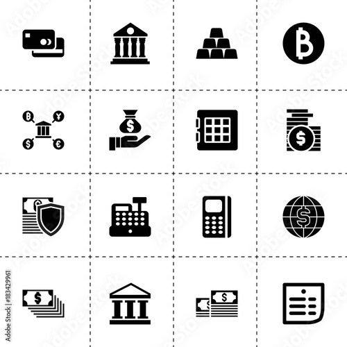 Bank icons. vector collection filled bank icons