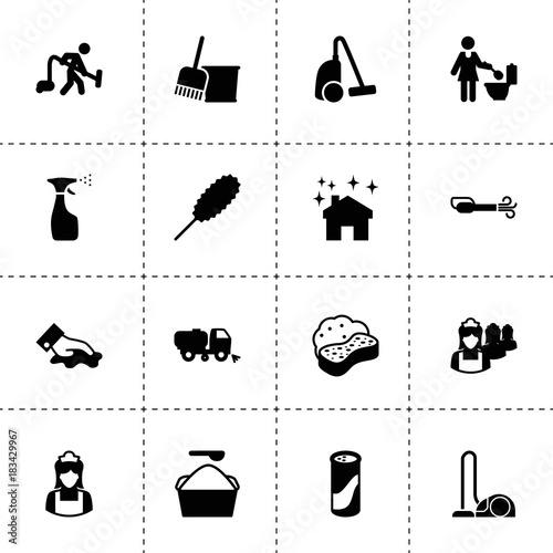 Cleaner icons. vector collection filled cleaner icons