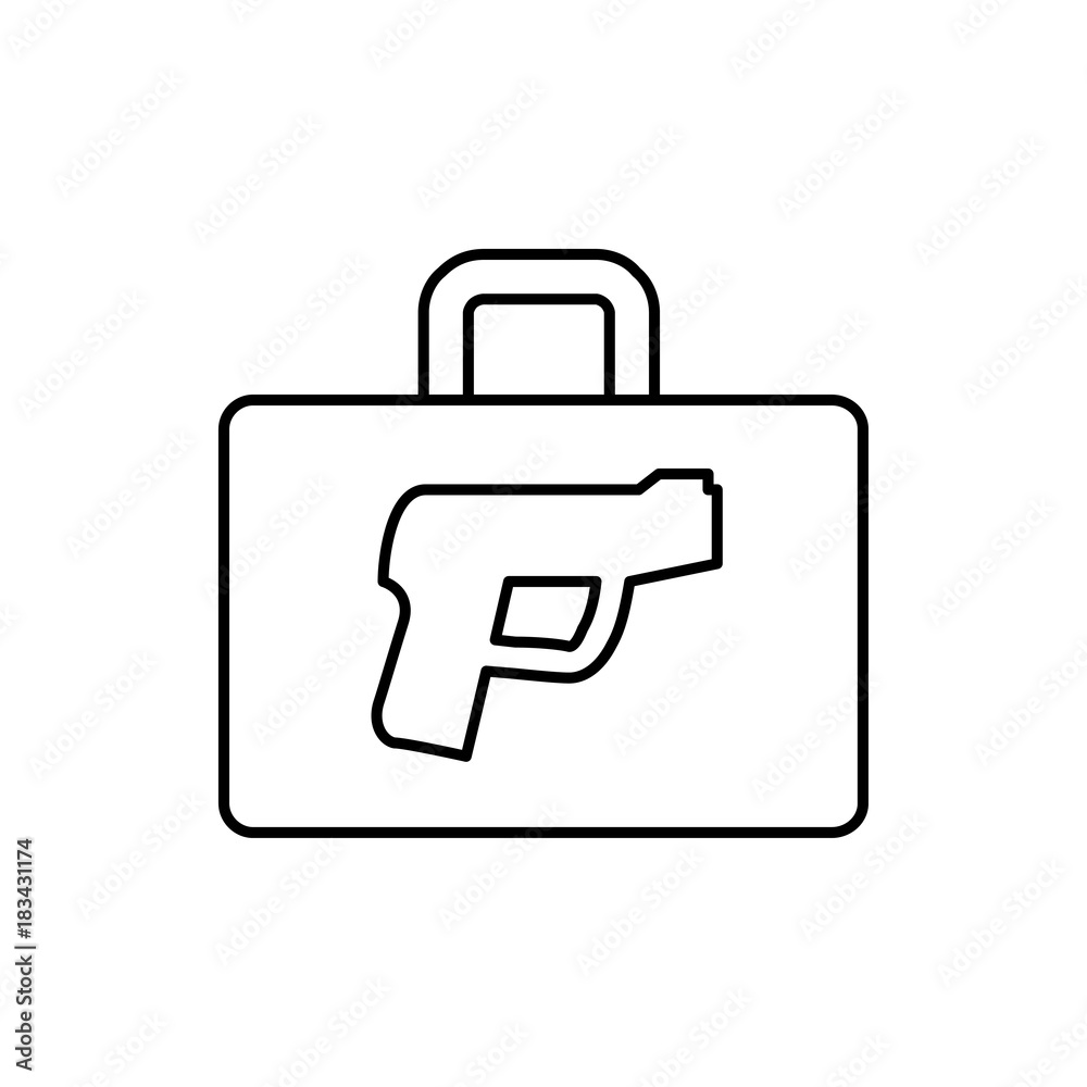 briefcase with weapon icon illustration briefcase with weapon icon illustration