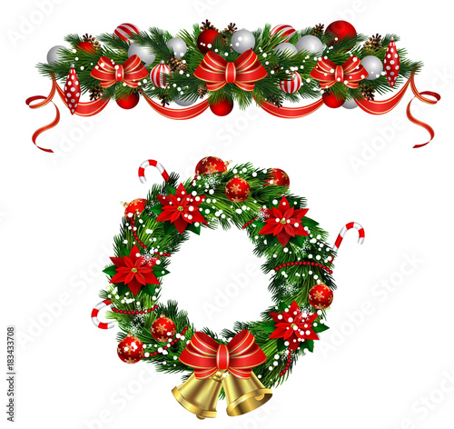 Vector Christmas Fir Decoration isolated