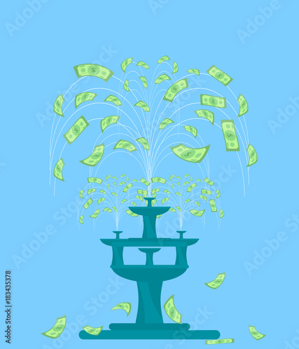 Flat design money fountain vector illustration