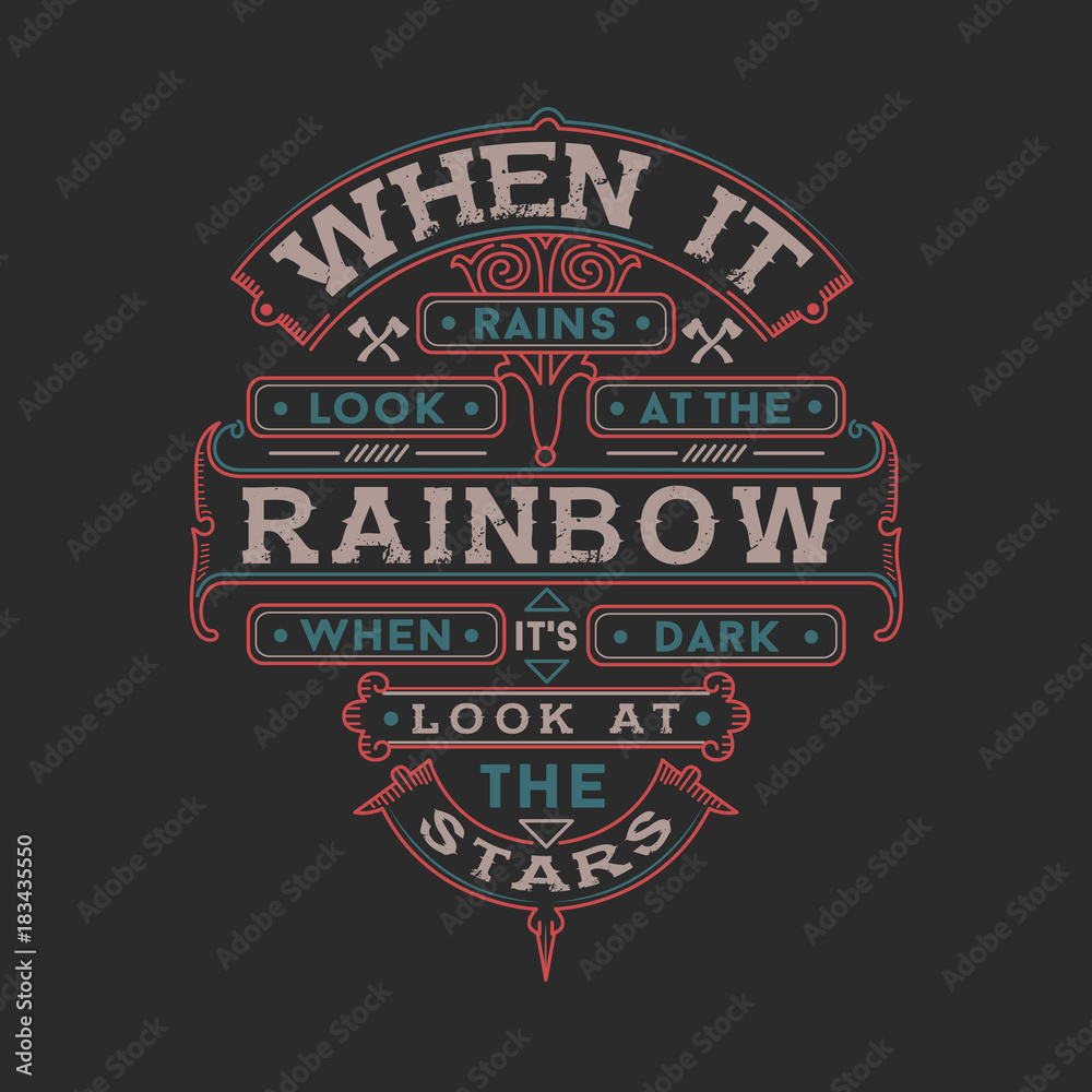 Obraz premium Rainbow And Stars Typography Design