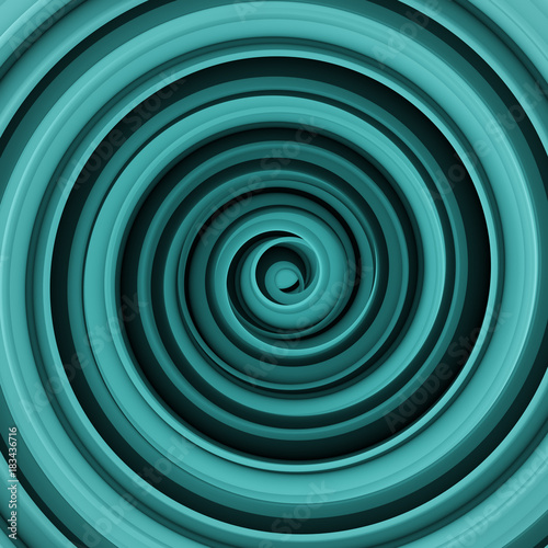 Blue twisted shape abstract 3D rendering