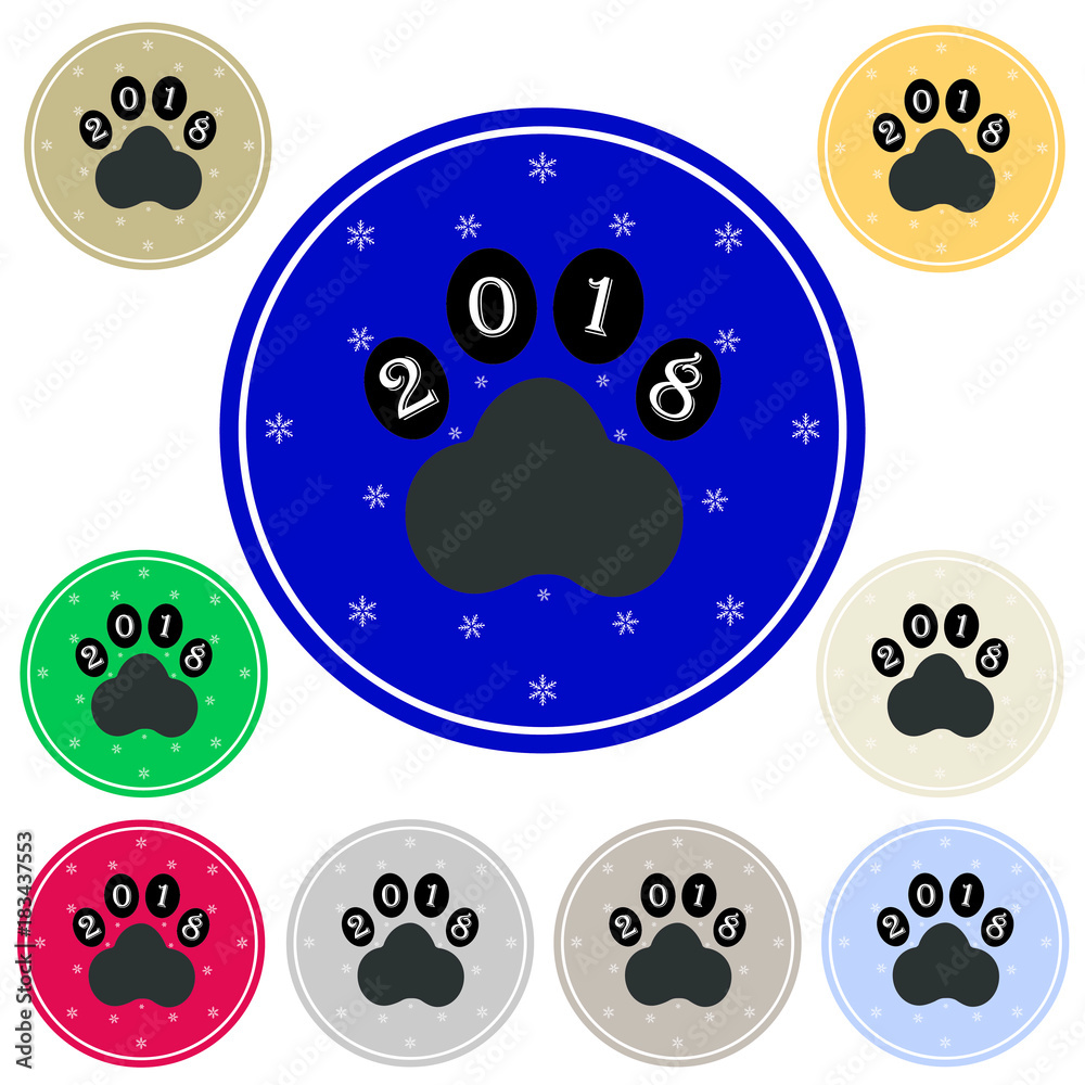 Fototapeta premium Dog paw sign icon 5