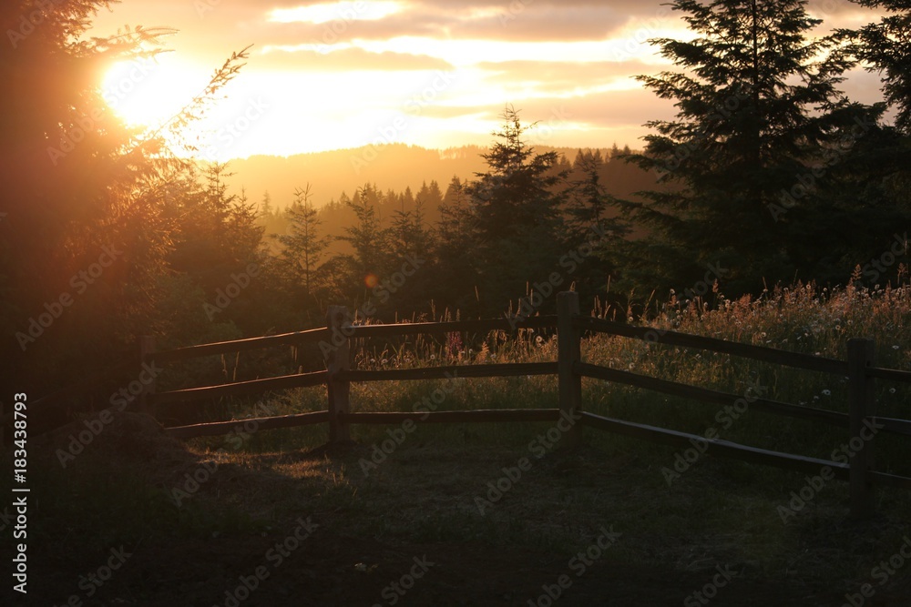 Sunset on the coast  mountain range