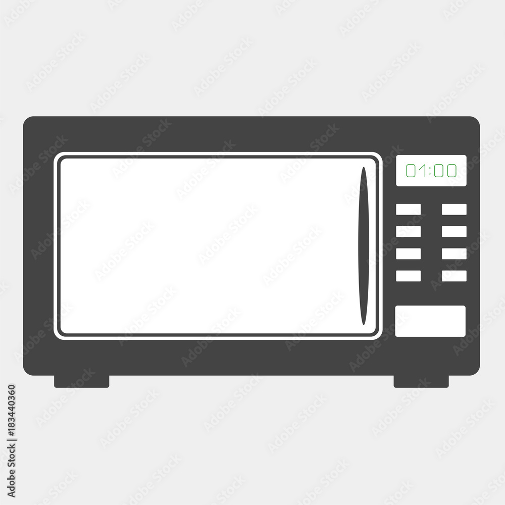 Vector icon gas stove with oven for a kitchen. Black cooker on white background. Home Appliances Vector icon gas stove with oven for a kitchen. Black cooker on white background. Home Appliances