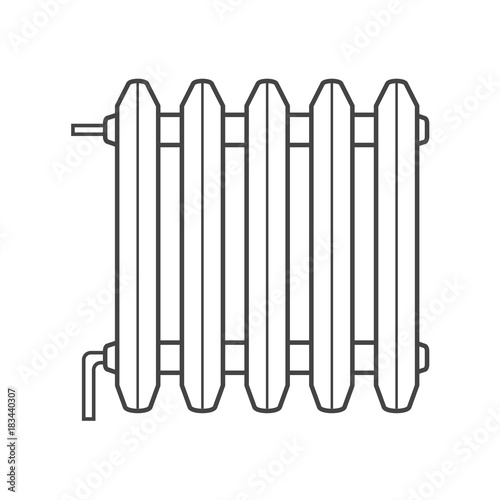 Vector icon of radiator, battery for room heating. Vector illustration on white background