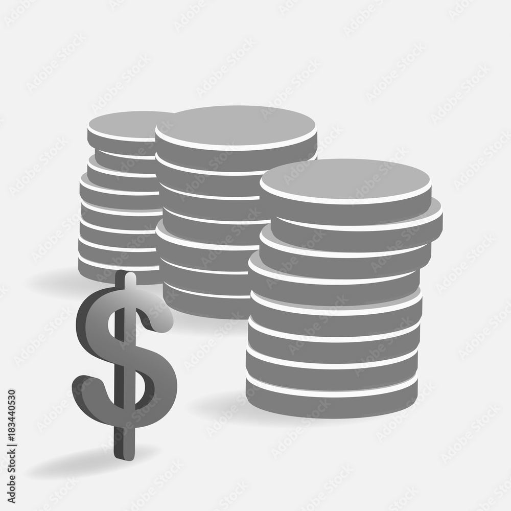 Coins stack vector illustrationon. Image pile of coins, dollar. Symbol of money, bank, business. Vector illustration, EPS10. Vector icon illustration Coins stack vector illustrationon. Image pile of coins, dollar. Symbol of money, bank, business. Vector illustration, EPS10. Vector icon illustration
