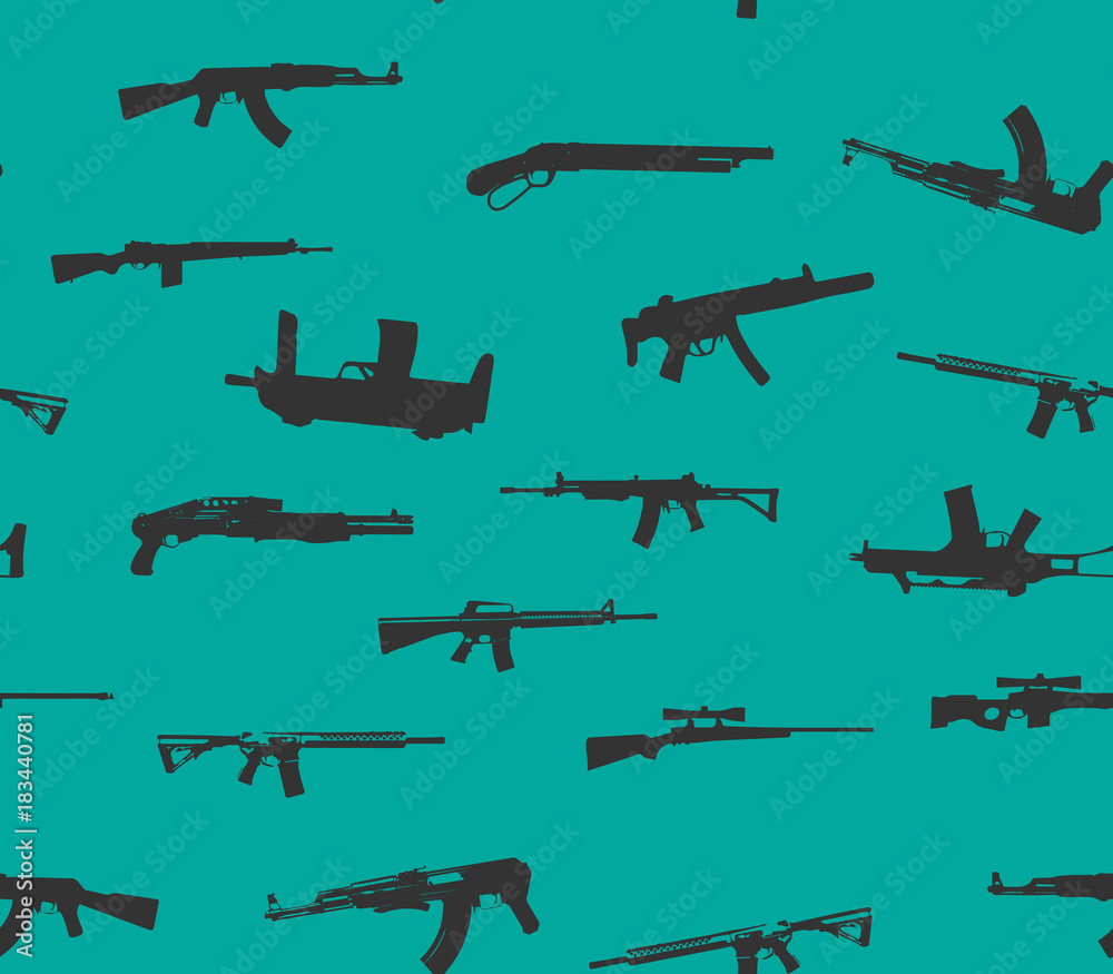 Seamless pattern. Weapons silhouettes.