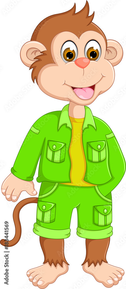 cute monkey cartoon posing with laughing cute monkey cartoon posing with laughing