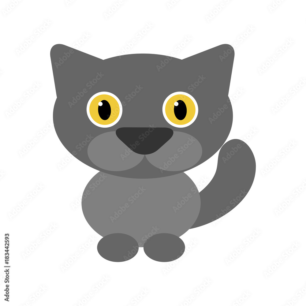 БезымянGray cat isolated on white background. Flat design. Vector illustration.ный-4