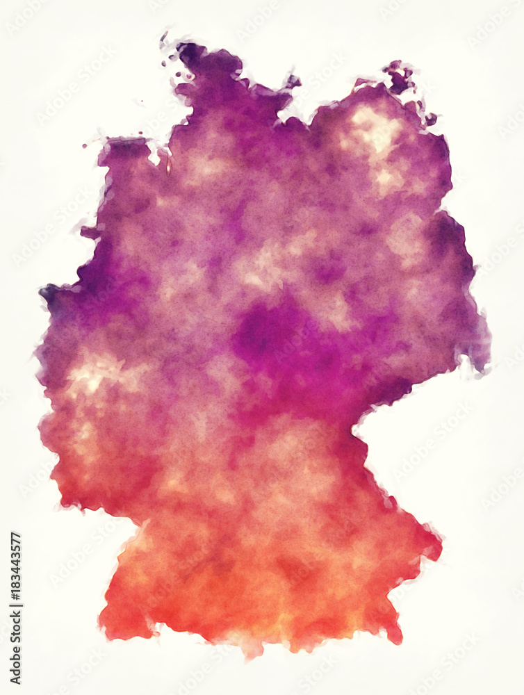 Germany watercolor map in front of a white background Germany watercolor map in front of a white background