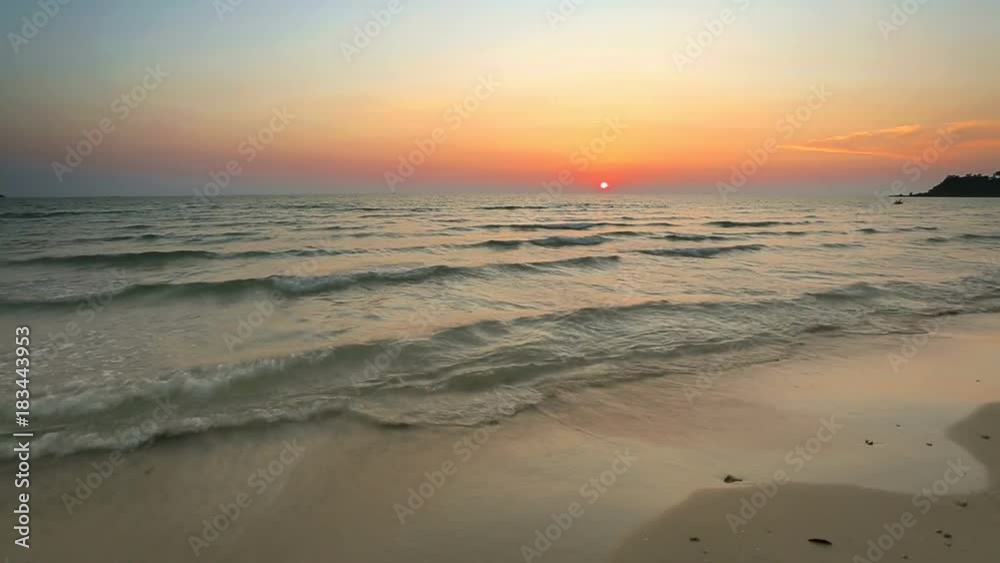 Tropical beach at sunset.