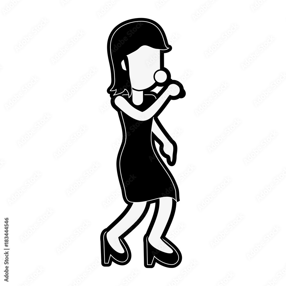 Young woman happy in karaoke cartoon icon vector illustration graphic design Young woman happy in karaoke cartoon icon vector illustration graphic design