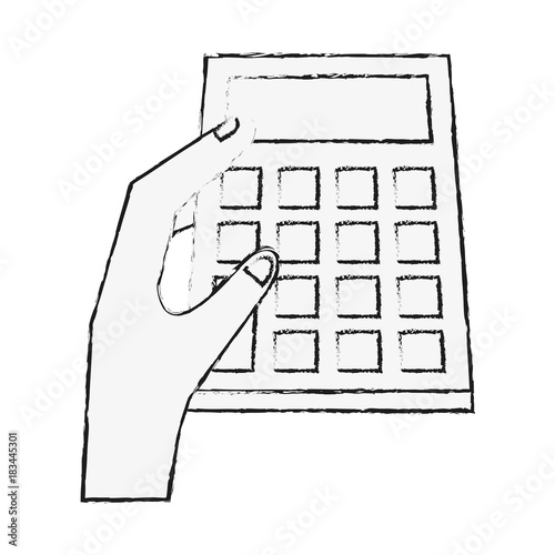 Hand holding a calculator icon vector illustration graphic design