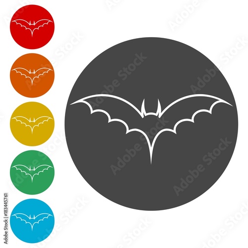 Fototapeta Naklejka Na Ścianę i Meble -  Bat Silhouette, Bats icons set