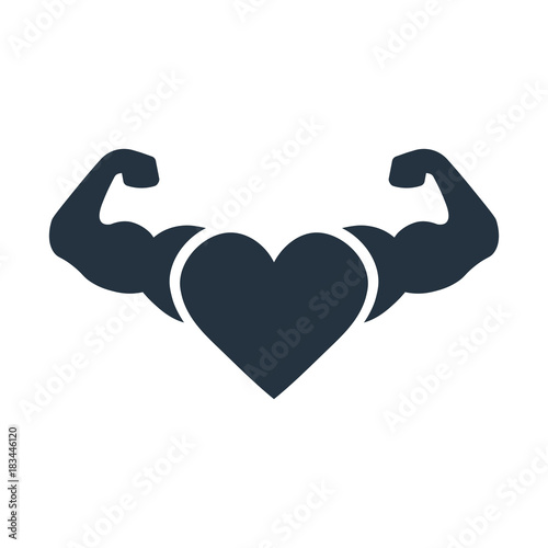 heart muscles icon on white background, fitness, sport