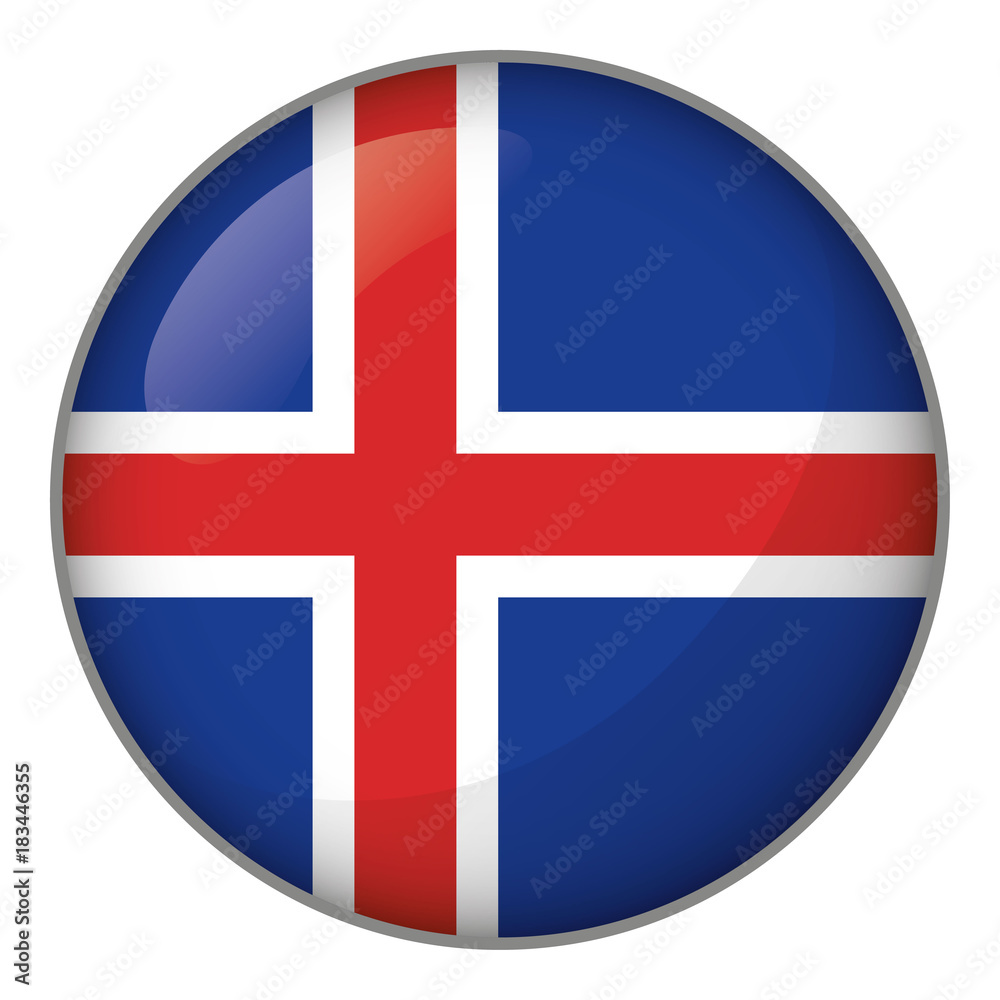 Icon representing button flag of Iceland. Ideal for catalogs of institutional materials and geography Icon representing button flag of Iceland. Ideal for catalogs of institutional materials and geography